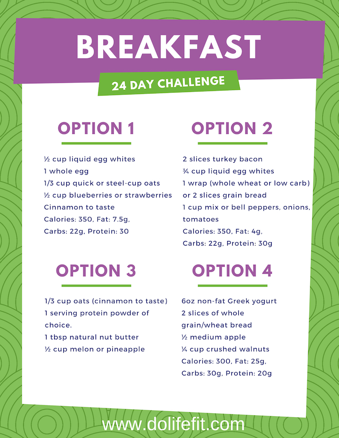 Breakfast Ideas - Do Life Fit With Elaina - 24 Day Challenge - A New Day A Better You