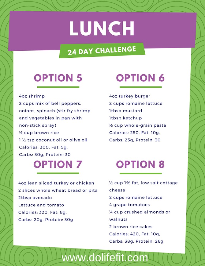 Lunch Ideas - Do Life Fit With Elaina - 24 Day Challenge - A New Day A Better You
