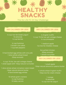 Green Orange Fruits Snack Meal Planner Menu - Do Life Fit With Elaina - 24 Day Challenge - A New Day A Better You